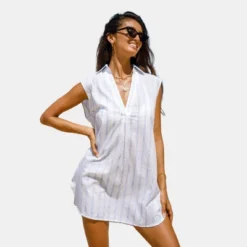 Women's Striped Split Neck Cover-Up Dress - Cupshe -Cupshe GUEST 49e14312 a1d9 4ce9 851c c62e7a5022f9