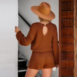 Women's Chunky Knit Drawstring Romper - Cupshe -Cupshe GUEST 4a0907c5 57b9 44b9 a4c8 22804ed37b22