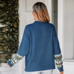 Women's Fair Isle Trim Mock Neck Sweater - Cupshe -Cupshe GUEST 4b3fdc6a 63bf 45d9 9842 f614da9386b0