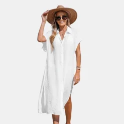 Women's Buttoned Cover Up Shirt Dress - Cupshe -Cupshe GUEST 4bfcb01d c105 4d63 98d7 c4debaa151bf