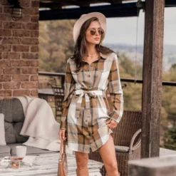 Women's Plaid Belted Button-Front Mini Dress - Cupshe -Cupshe GUEST 4d1e3194 cc52 40f4 87bf c2e3c04d174d