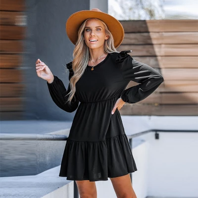 Women's Ruffled Long Sleeve Mini Dress - Cupshe 4 Women's Ruffled Long Sleeve Mini Dress - Cupshe - Image 2