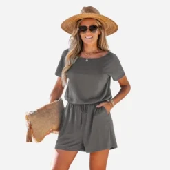 Women's Boat Neck Short Sleeve Romper - Cupshe -Cupshe GUEST 4ff1eb6b 8dbe 4ae9 911d 6009eb8ffa39