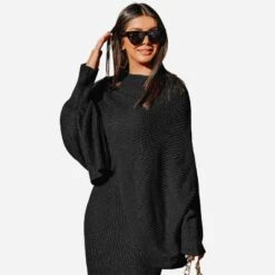 Women's Ribbed Oversized Split Sweater - Cupshe -Cupshe GUEST 50487530 56b2 4307 bb83 7ed093759b34