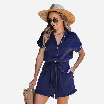 Women's Belted Button Front Romper - Cupshe 10 Women's Belted Button Front Romper - Cupshe - Image 8