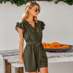 Women's Scalloped Lace Ruffled Belted Romper - Cupshe -Cupshe GUEST 536544af f185 4047 ab2a c05bde96a65e