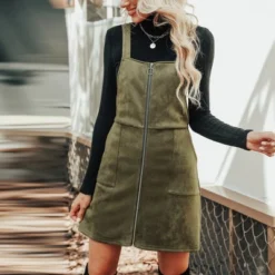 Women's Suede O-Ring Pinafore Dress - Cupshe -Green -Cupshe GUEST 53926bfa 14c3 4602 b65d 1df36ae1ff6a