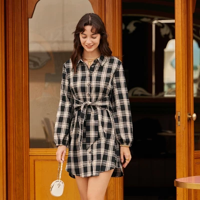 Women's Belted Plaid Mini Shirt Dress - Cupshe 3 Women's Belted Plaid Mini Shirt Dress - Cupshe