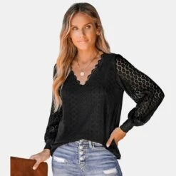 Women's Cutout Scalloped Lace V-Neck Top - Cupshe -Cupshe GUEST 546dfc18 2949 4e99 98b2 45c55212a88a