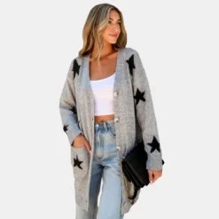 Women's Star Print Button-Front Cardigan - Cupshe -Cupshe GUEST 562362c2 8904 4893 b2cd 0fdcdf0d5fe5