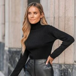 Women's Rib Turtleneck Fitted Sweater - Cupshe -Cupshe GUEST 579850ab 91b2 4585 8035 c0d0ded48c65