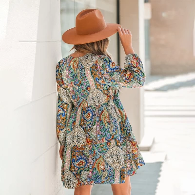 Women's Retro Paisley Print V-Neck Mini Dress - Cupshe 6 Women's Retro Paisley Print V-Neck Mini Dress - Cupshe - Image 4