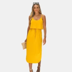 Women's Drawstring Cami Midi Dress - Cupshe -Cupshe GUEST 57d2d019 d789 4518 9fdd ff0cf0be85fe
