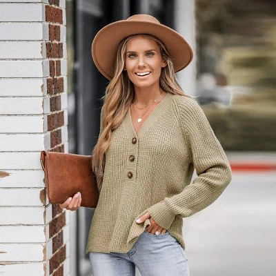 Women's Crochet Rib Half-Buttoned Sweater - Cupshe 7 Women's Crochet Rib Half-Buttoned Sweater - Cupshe - Image 5