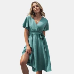 Women's Belted Flare Sleeve Midi Dress - Cupshe -Cupshe GUEST 58a15424 1372 4afe 915b 48563d81be98