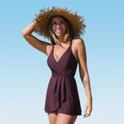 Women's Ruched Cross Back Swim Dress - Cupshe -Cupshe GUEST 58fc464b 601c 4123 a958 4ad03af3721c