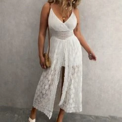Women's Thin Straps Ruching Smocking Lace Jumpsuit - Cupshe