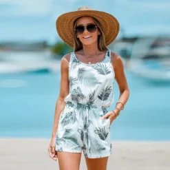 Women's Tropical Leaf Print Lace Up Romper - Cupshe 10 Women's Tropical Leaf Print Lace Up Romper - Cupshe -Cupshe GUEST 5955df77 5cfc 49e6 827c cf6663678362
