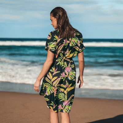 Women's Tropical Leaf Shirt Collar Dress - Cupshe 5 Women's Tropical Leaf Shirt Collar Dress - Cupshe - Image 3