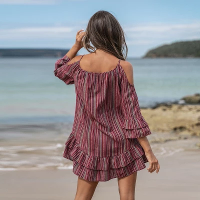 Women's Striped Open-Shoulder Tassel Dress - Cupshe 6 Women's Striped Open-Shoulder Tassel Dress - Cupshe - Image 4