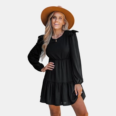 Women's Ruffled Long Sleeve Mini Dress - Cupshe 9 Women's Ruffled Long Sleeve Mini Dress - Cupshe - Image 7