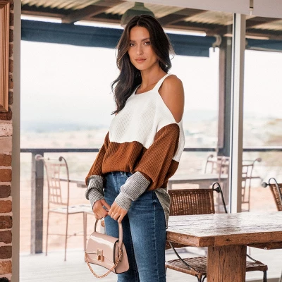 Women's Colorblock Open-Shoulder Sweater - Cupshe 6 Women's Colorblock Open-Shoulder Sweater - Cupshe - Image 4
