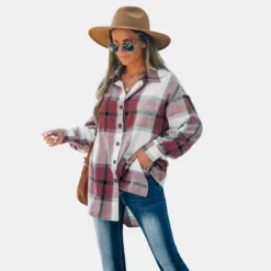 Women's Long Sleeve Plaid Oversized Shirt - Cupshe -Cupshe GUEST 5c8a8d69 ec7c 4de3 aca5 8d3797e7272d