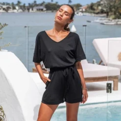 Women's Belted V-Neck Romper - Cupshe -Cupshe GUEST 5f8cb694 6756 4a4c b9c3 9528a435da73