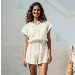 Women's Eyelet Tassel Tie Romper - Cupshe -Cupshe GUEST 5f97faa1 0ffd 495a 93ec 77e3b294e6bd