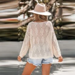 Women's Cutout Textured Knit Drop Sleeve Sweater - Cupshe -Cupshe GUEST 603866cc 5d5a 423a 98b8 e5023d9d846e
