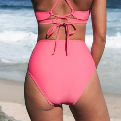 Women's Solid Shirred High Waist Bikini Bottom - Cupshe -Cupshe GUEST 61dfb4f2 79df 46c1 9f1b c83db9f130e9