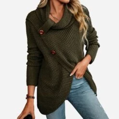 Women's Buttoned Turtleneck Wrap Sweater - Cupshe -Cupshe GUEST 6258a1aa 875f 4383 805c e5fbc2ce06dc