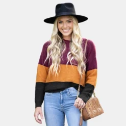 Women's Colorblock Striped Rib Sweater - Cupshe -Cupshe GUEST 62856b35 1fb1 4100 a54c 4920c3235218