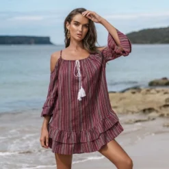 Women's Striped Open-Shoulder Tassel Dress - Cupshe 12 Women's Striped Open-Shoulder Tassel Dress - Cupshe -Cupshe GUEST 62bb6a1c 1b4f 4e97 b6cb edfb578b5f73