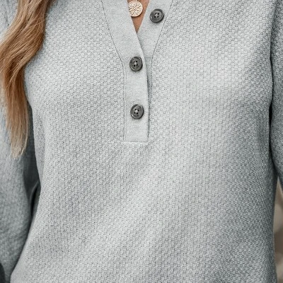 Women's Charcoal Half-Button Midi Sweater Dress - Cupshe 7 Women's Charcoal Half-Button Midi Sweater Dress - Cupshe - Image 5