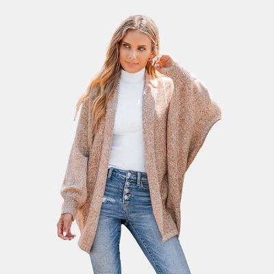 Women's Marled Knit Open-Front Bishop Sleeve Cardigan - Cupshe 7 Women's Marled Knit Open-Front Bishop Sleeve Cardigan - Cupshe - Image 5