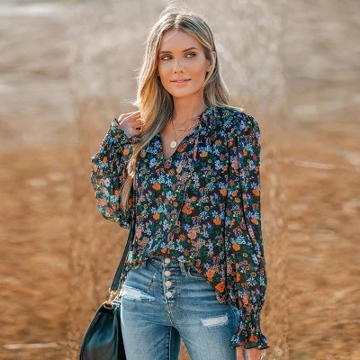 Women's Ditsy Floral Print Smocked Top - Cupshe 7 Women's Ditsy Floral Print Smocked Top - Cupshe - Image 5