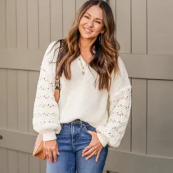 Cupshe 42 Women's Autumn Leaves Cutout Sweater - Cupshe