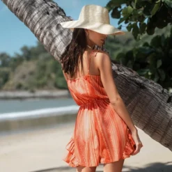 Women's Striped Tie Front Ruffled Romper -Cupshe -Cupshe GUEST 643585a4 e84b 43d6 8a61 d70b1a1cab1f