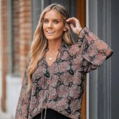 Woemen's Watercolor Floral Print Tie Neck Top - Cupshe -Cupshe GUEST 64a1ed3c 3c57 4700 aeb1 8fecfda8cbc7