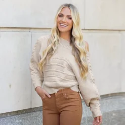 Women's Toasty Crochet Knit Drop Shoulder Sweater - Cupshe -Cupshe GUEST 64cbc921 218c 4640 af5f ce902ebf4e37