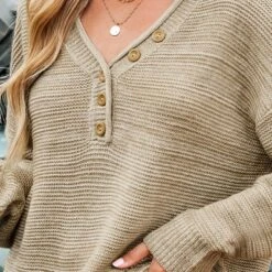 Women's Chunky Knit Buttoned Drop Sleeve Sweater - Cupshe -Cupshe GUEST 656ae2c8 3a3a 4494 8ec5 fb6ff5f670b9