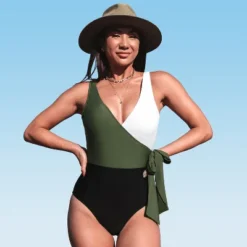 Women's Color Block Tie Side One Piece Swimsuit - Cupshe -Cupshe GUEST 660d6ad2 3083 42be 8548 1fa7dcf3fd5c