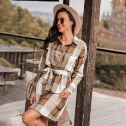 Women's Plaid Belted Button-Front Mini Dress - Cupshe -Cupshe GUEST 684b6189 f0b6 46f4 9ae2 9c548325e4f9