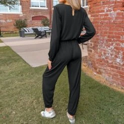 Women's Cutout V-Neck Jogger Jumpsuit - Cupshe -Cupshe GUEST 68bd69a6 a13a 4c6c bd67 7d9cbc9f1723