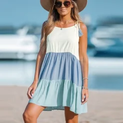 Women's Colorblock Tassel Tie Mini Dress - Cupshe -Cupshe GUEST 68cd8048 f6d0 489f 9a95 fbad75aa1cb1