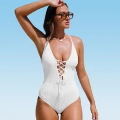 Women's V Neck Lace Up One Piece Swimsuit - Cupshe 9 Women's V Neck Lace Up One Piece Swimsuit - Cupshe -Cupshe GUEST 695d96eb ed5a 47c1 82fb e9356654596b