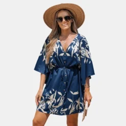 Women's Floral Dolman Sleeve Loose Drawstring Dress - Cupshe -Cupshe GUEST 6a5e2d9b d931 4e6e aafa 153f3e57c498