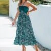 Women's Paisley Print Halter Ruched Maxi Dress - Cupshe
