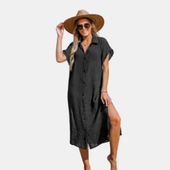 Women's Buttoned Cover Up Shirt Dress - Cupshe -Cupshe GUEST 6b40b4b9 b736 4809 8763 f9a85deb314a